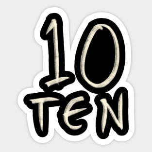 Hand Drawn Letter Number 10 Ten Sticker